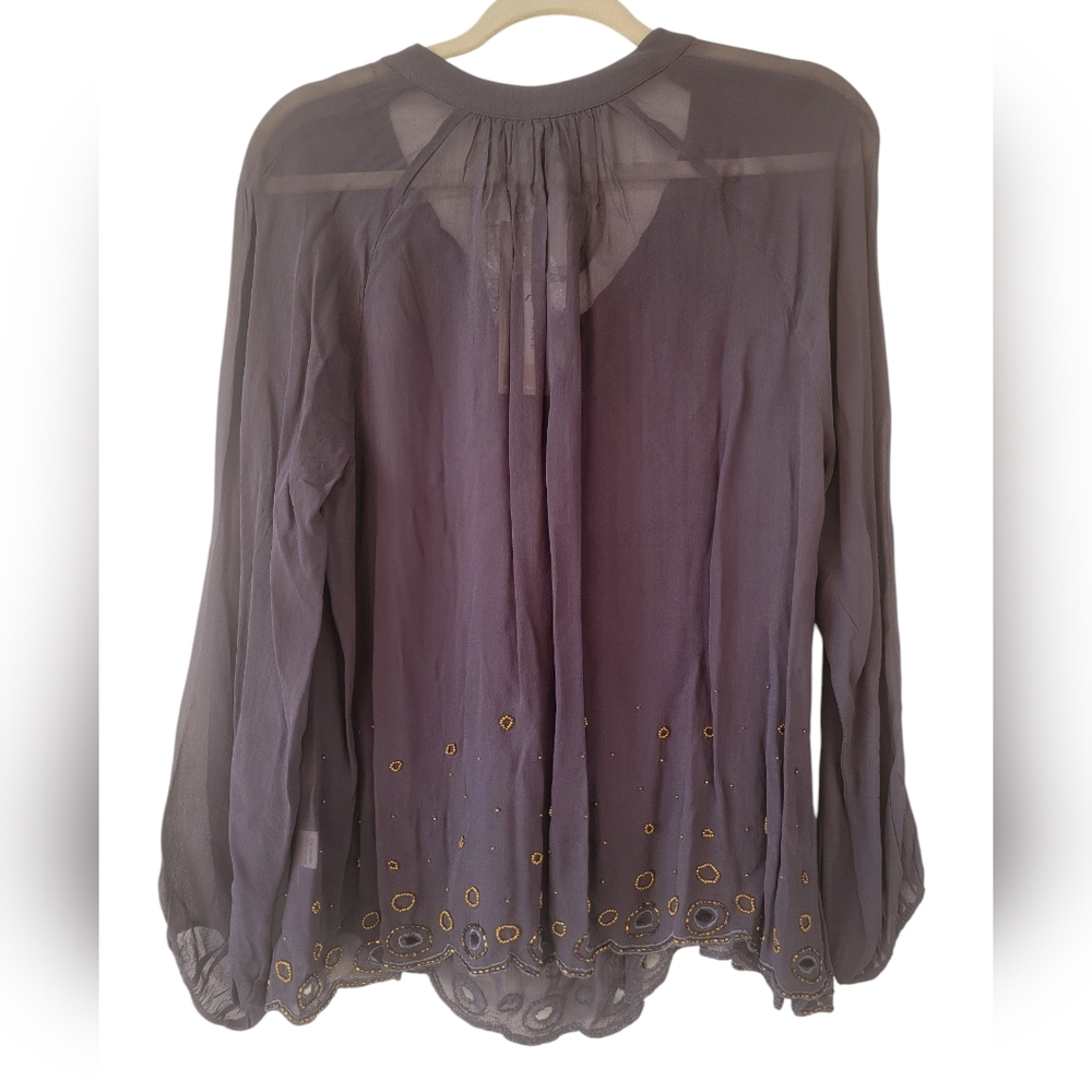Chan Luu Sheer Beaded Boho Peasant Blouse - Picture 2 of 9